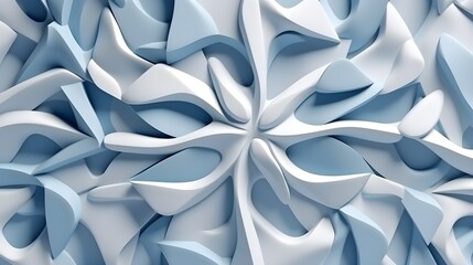 Beautiful futuristic Geometric background for your presentation. Textured intricate 3D wall in light blue and white tones, generative AI