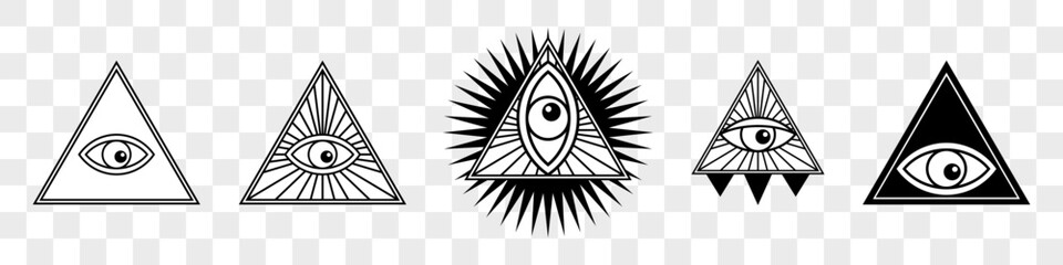 All-seeing eye. Eye in a triangle. Vector illustration isolated on transparent background.