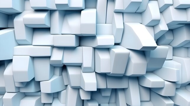 Beautiful futuristic Geometric background for your presentation. Textured intricate 3D wall in light blue and white tones, generative AI © Nadine