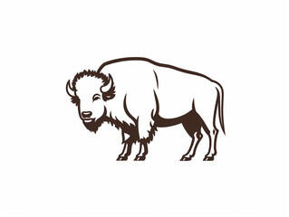 A Simple Line Drawing of a Bison | Generative AI