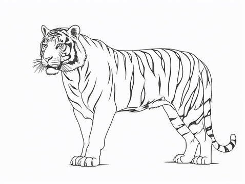 A Simple Line Drawing of a Tiger | Generative AI