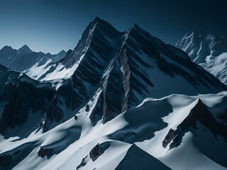 Snowy Mountains peaks. Generative AI
