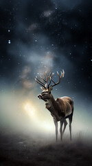 reindeer in the night Generative AI