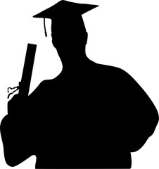 Man Graduation Silhouette Certificate Vector