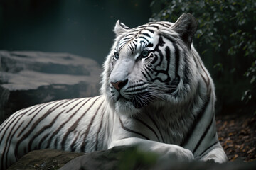 Fototapeta premium Portrait of white tiger Generative AI