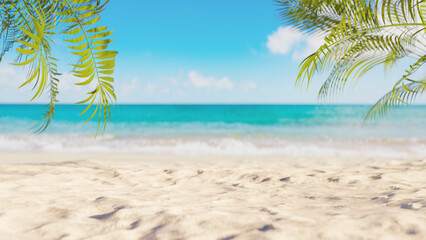 Obraz na płótnie Canvas Summer beach sand and waves background, 3d rendering