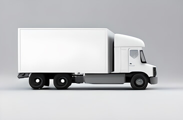 White truck with a white box on the side Photo AI generated