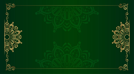 green background, with golden mandala ornament