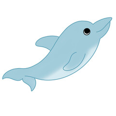 watercolor cute dolphin Underwater world Summer sea beach cliparts illustration
