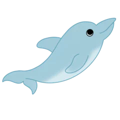 Tuinposter watercolor cute dolphin Underwater world Summer sea beach cliparts illustration © tanondesign