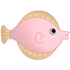 watercolor cute pink fish Underwater world Summer sea beach cliparts illustration