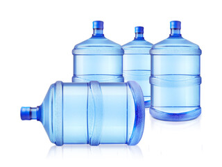 Four big bottles of water. transparent background