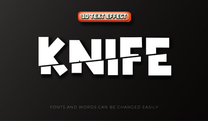 Knife sliced 3d editable text effect style