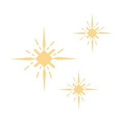 Sparkling Effect Illustration. Yellow, gold, orange sparkles symbols vector. Sparkle Icon. Bright firework, decoration twinkle, shiny flash. Glowing light effect stars and bursts collection. 