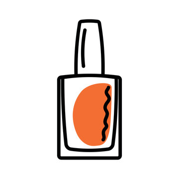 Orange Nail Polish Icon with Black Line for Manicure Pedicure Vector Illustration