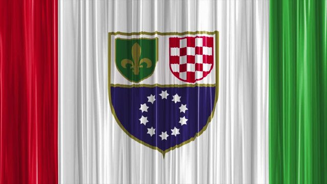 Bosnia Herze govina Federation of Flag Curtain Waving Seamless Loop