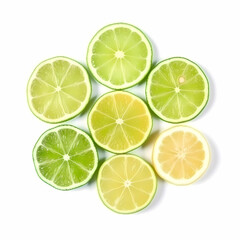 Group Slices Of Lime From Top View. Generative AI