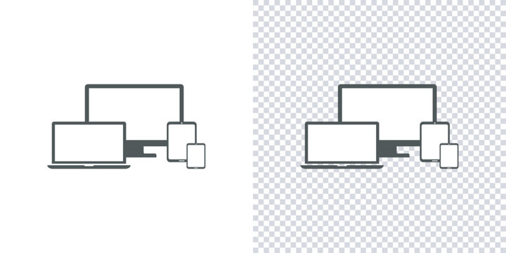 Modern Electronic Devices.Device Icons Set: Smartphone, Tablet, Laptop And Desktop Computer.Responsive Digital Devices Icons Set.Vector Illustration