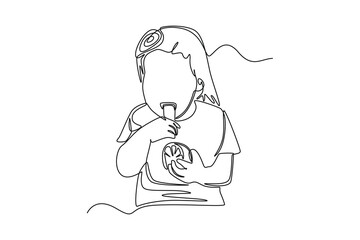 Continuous one line drawing taste expression concept. Single line draw design vector graphic illustration.