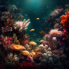 Naklejka na ściany i meble Underwater Reef, AI