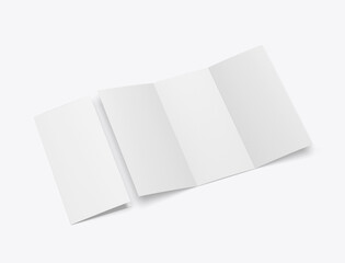 Tri fold brochure template mockup. Blank 3d illustration. - obrazy, fototapety, plakaty