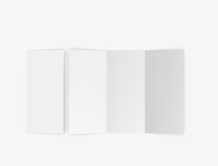 Tri fold brochure template mockup. Blank 3d illustration.