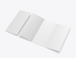 Tri fold brochure template mockup. Blank 3d illustration.