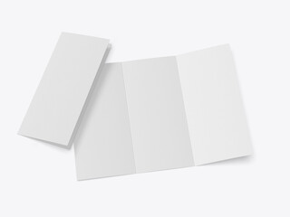 Tri fold brochure template mockup. Blank 3d illustration. - obrazy, fototapety, plakaty