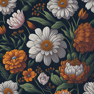 Vintage flowers 70s style AI generated 