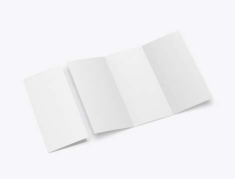 Tri fold brochure template mockup. Blank 3d illustration.