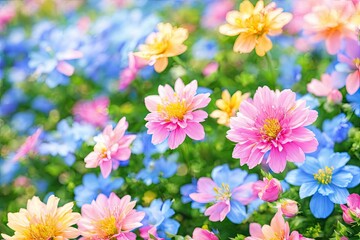 Obraz na płótnie Canvas Dreamy and Colorful Wildflowers: A Fluffy and Cute Background Image. Generative AI 21