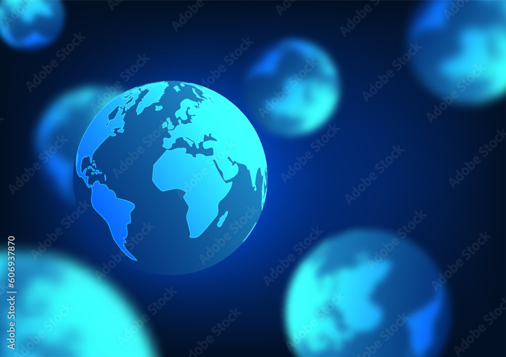 Aufkleber earth technology background the world is placed in multiples using a blurred, single-point technique