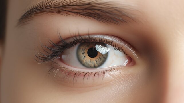 An image of close up eye illustration for background presentation template. Ai generative 