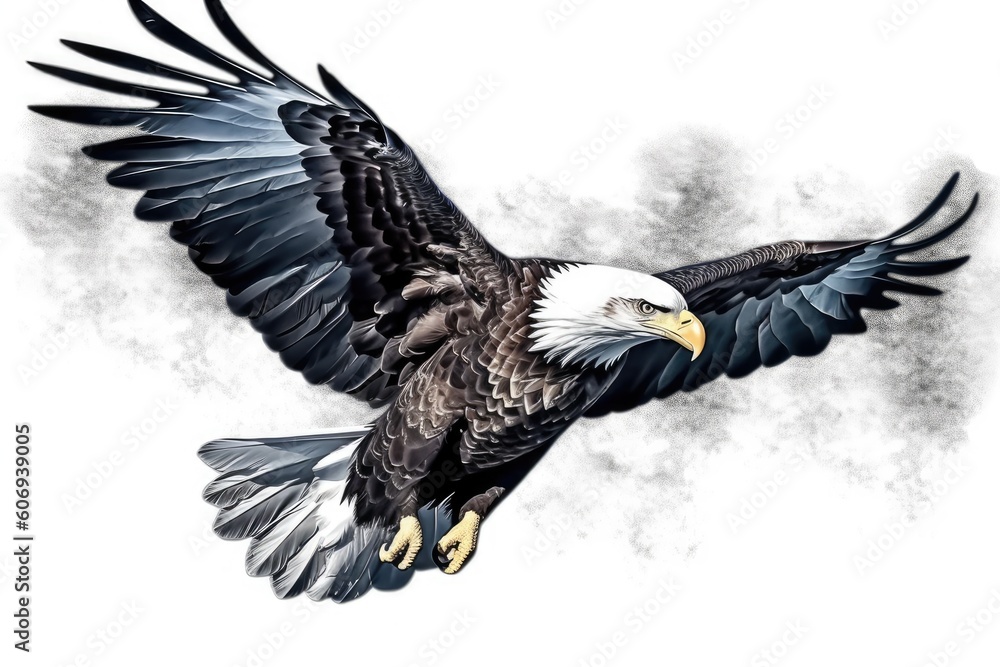 Poster an eagle soaring through the clouds generative ai