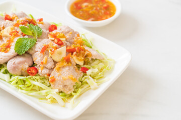 Boiled Pork with Lime Garlic and Chili Sauce