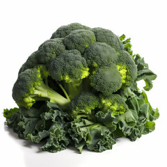 Big Fresh Broccoli Isolated White. Generative AI