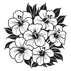 Fototapeta premium This is Hibiscus Flower Vector Clipart Illustration, Hibiscus Rose Black and white Vector