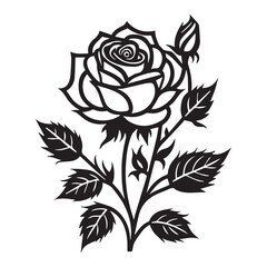 Rose Vector Illustration Line art, Rose Line art vector illustration, Rose Art Illustration