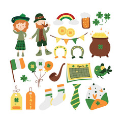 St. Patrick's Day. St. Patrick's Day vector design elements illustration.  Isolated object on white background.