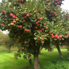 Fruitful Apple Tree. Generative AI