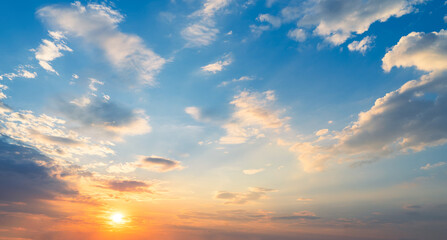 Naklejka na ściany i meble Sunset sky with cloud background, sunset sky with cloud background