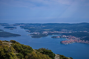 Fototapeta na wymiar Scenic view of islands in Adriatic sea from the top of the hill