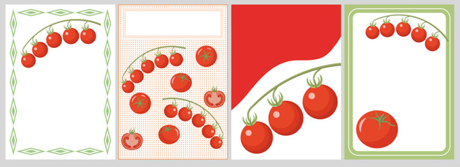 Cherry tomatoes. Cover set for book, notepad, brochure, banner, advertisement, website design, etc.