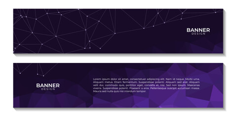 set of banners abstract 3d purple polygonal background vector illustration