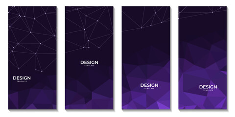 set of brochures abstract 3d purple polygonal background vector illustration