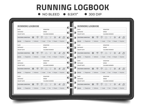 Running logbook or notebook template 