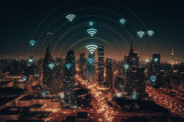 Ai generated image of wifi with internet of thing concept.