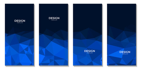 set of brochures abstract blue geometric background with triangles and space for text