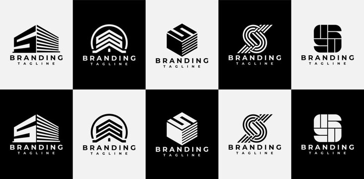 Abstract letter S logo design set