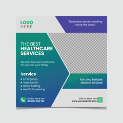 Medical healthcare social media post vector template